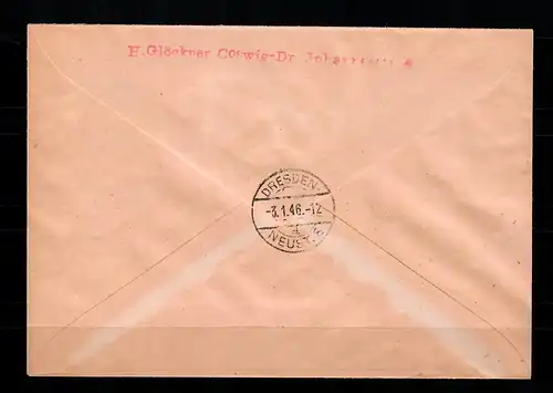 Édition locale Meisen: Mi Nr. 35B, Sous-rand sur lettre R après Dresde, BPP Signature