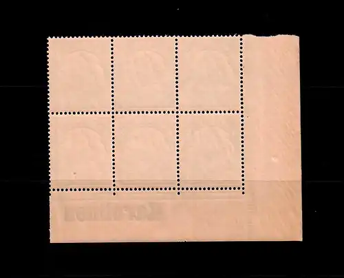 Carolines: Min. 10, du coin, bloc de 6 avec inscription, frais, **