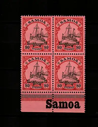 Samoa: MiNr. 15, 4er Block mit Inschrift, postfrisch, **