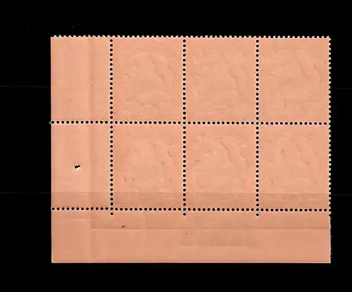 Samoa: MiNr. 12, 6er Block vom Eckrand rechts mit Inschrift, postfrisch, **