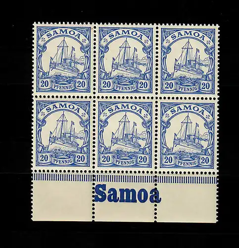 Samoa: Min. 10, bloc de 6 de la sous-rande avec inscription, frais, **