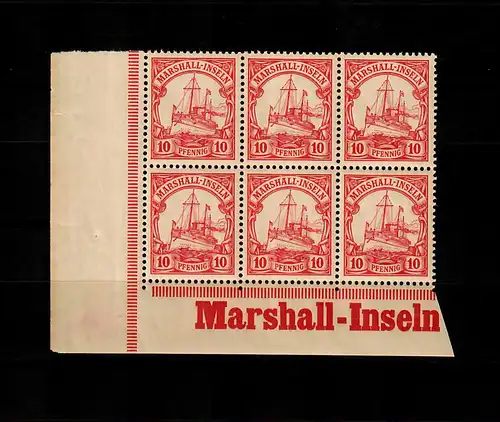 Marschall-Inseln: MiNr. 15, 6er Block mit Inschrift vom Eckrand, postfrisch, **