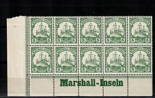 Îles Maréchaux: Min. 14, bloc de 10 avec inscription Eckrand, frais de port **