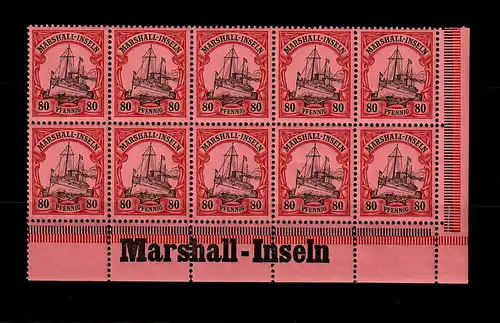 Îles Maréchaux: Min. 21, bloc de 10 avec inscription Eckrand, frais de port **