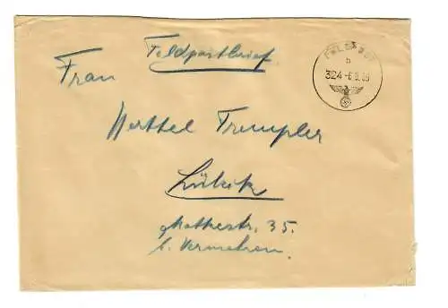 GG Feldpost 6.9.39, très tôt post FPn° 26761 après Lubeck