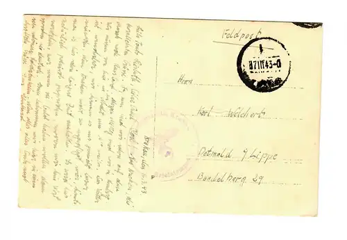 GG 1943 Feldpost: AK Krakau Burgkathedrale, Sold ... astätte nach Detmold