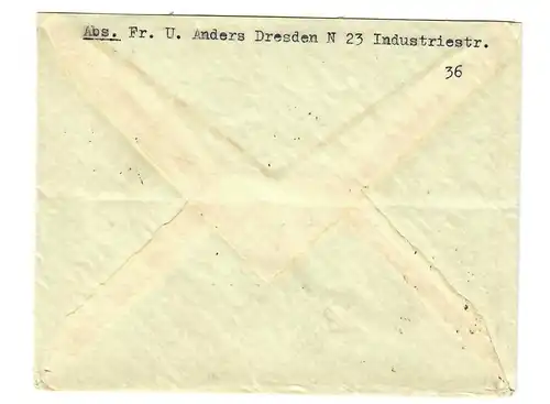 GG 1943 Feldpost Brief Dresden an Rüstungsinspektion Krakau