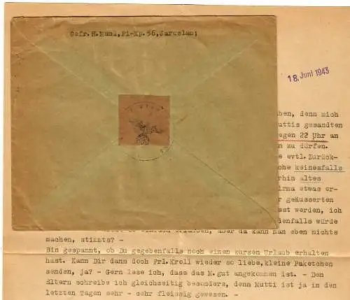 GG 1943 Feldpost Brief Jaroslau Pi. - Kp. 56 nach Dresden, nachgestempelt