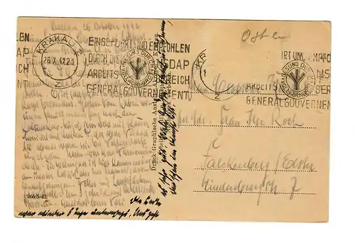 GG 1942: AK Krakau Rundbastei und Reichskreditkasse nach Falckenberg