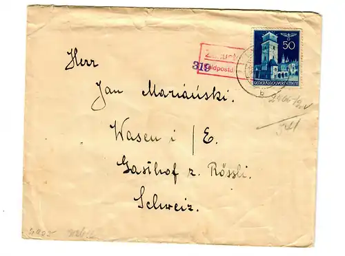 Internation Post GG: Lettre à l'aide de la note de Wasen de Lancut, 2x censure