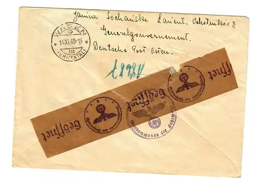 Interniertenpost GG: R-Brief portogerecht nach Wasen von Lancut, 2x Zensur