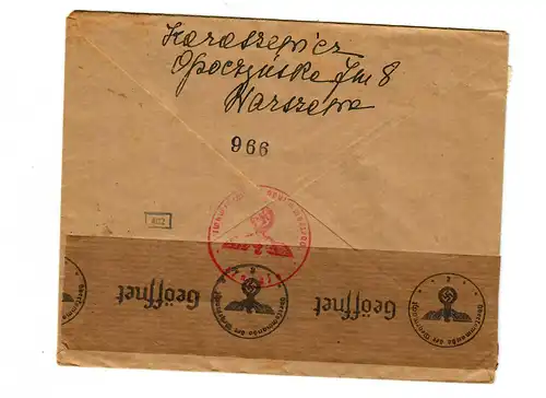 Poste interne GG: Lettre R portofake vers Henniez de Varsovie, 2x censure