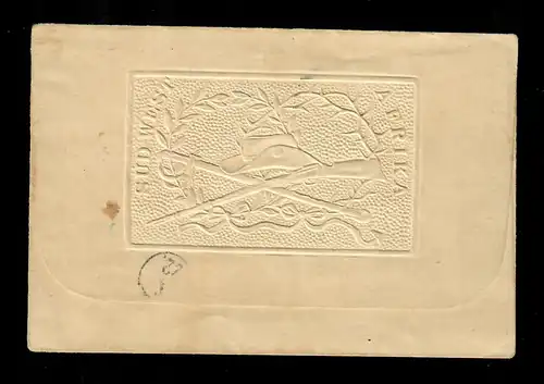 DSWA 1911 dessin de bateau sur lettre de canoë à Munich, relief ornemental dos.