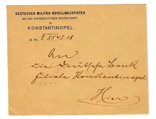 1916 Dienstbrief Militärbevollmächtigter in der Botschaft Konstantinopel