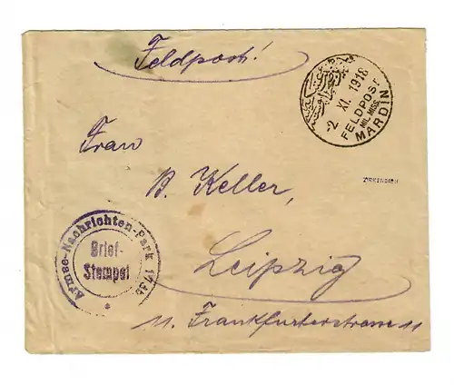 1918 Mardin MIL MISS vom internierten Telegraphist auf der Askard Constantinopel