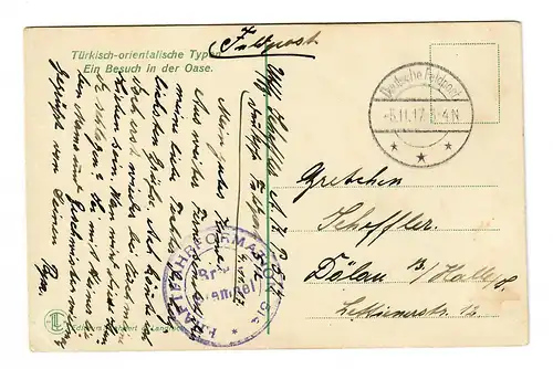 FP précoce: 5.11.1917, AK Visite dans l'oasis, formation de chauffeurs après Döhlau