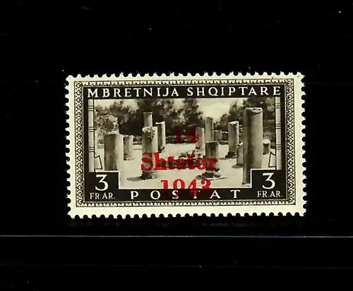 Albanie Min. 13 IX, erreur de plaque, **, post-fraîchissement, BPP Attest