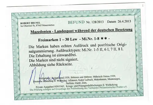Macédoine: Min. 1-8, post-fraîchissement, **, différents types d'impression