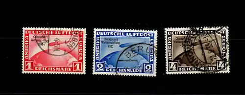 DR: MiNr. 496-498, sauber gestempelt, Chicagofahrt, BPP Signatur