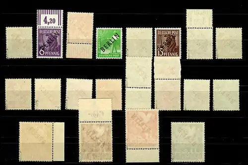 Berlin: MiNr. 1-20, **, postfrisch, teils mit Randstücken,  BPP Attest