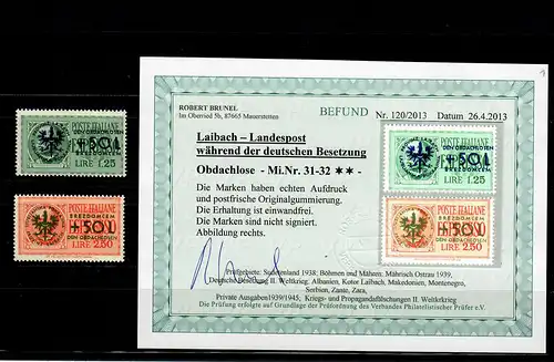 Laibach: Obdachlose: MiNr. 31-32, postfrisch, **