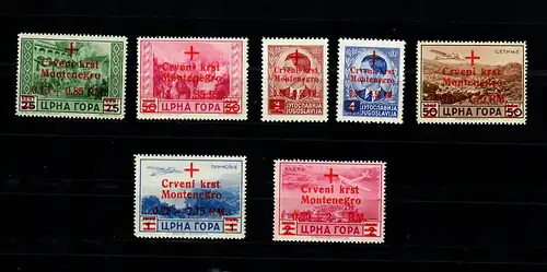 Montenegro: MiNr. 29-35, Rotes Kreuz, postfrisch, **, BPP Befund
