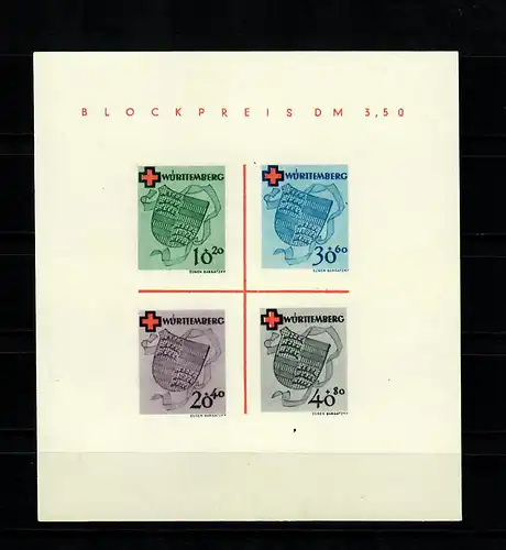 Franz. Zone Wurtemberg: numéro de code du bloc 1, non utilisé, résultat BPP