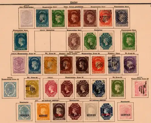 Ceylon 1855-1905: nearly complete collection incl. service stamps */o