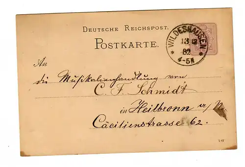 Ganzsache Wildeshausen 1882 nach Heilbronn