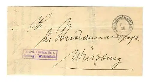 1906 Frei Herzogliche Irrenanstalt Hildburghausen nach Würzburg mit Text