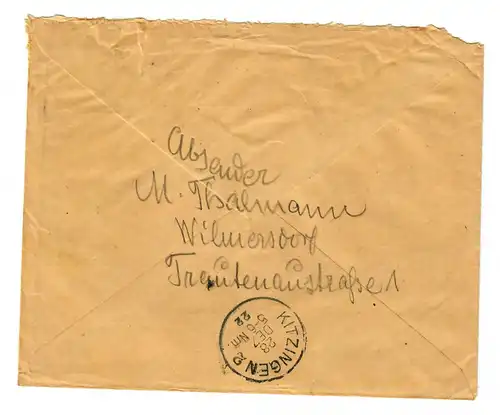 Einschreiben Eilboten Berlin/Wilmersdorf nach Kitzingen 1922