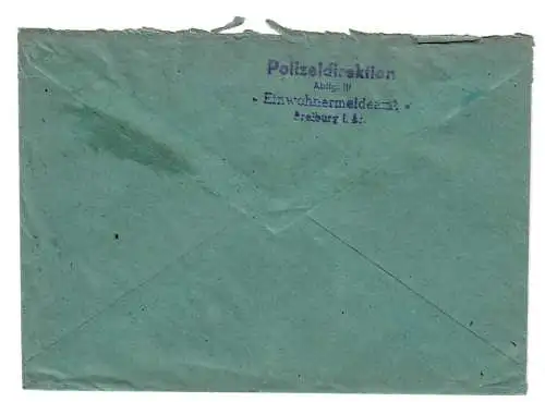 Polizeidirektion Freiburg - Gebühr bezahlt - 1948 nach Karlsruhe