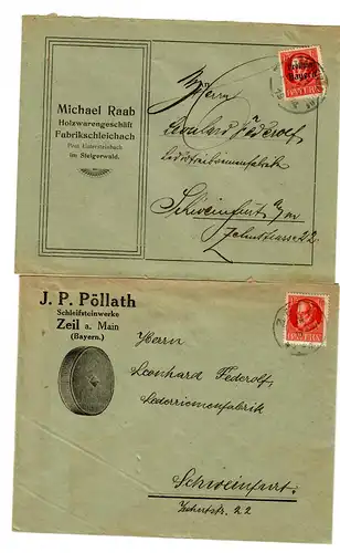 3x Lettres Zeil am Main vers Schweinfurt, meuleuses