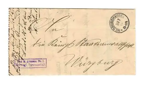 Frei Herzogl. Irrenanstalt Hildburghausen 1906 nach Würzburg