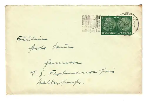 Ganzsachenausschnitte auf Brief Bielefeld 1941 