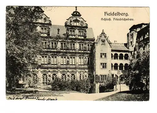 Carte de vue Heidelberg vers Bâle avec supplément/taxe