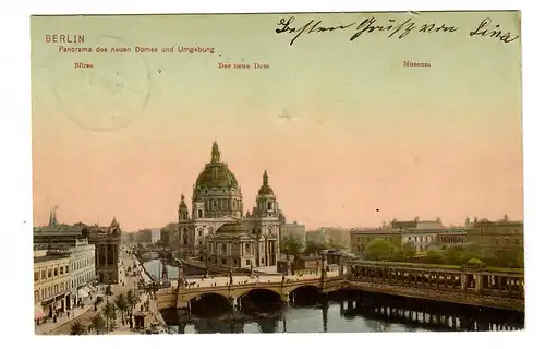 Ansichtskarte Berlin Panorama, 1905 nach London, ungenügende Adresse