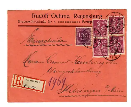 Réservation de Ratisbonne vers Kitzingen 1923