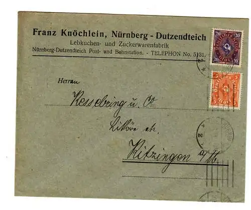 Nürnberg, Lebkuchen und Zuckewaren 1923 nach Kitzingen