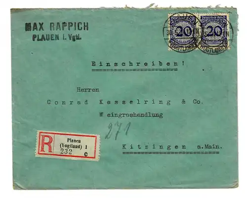 Plauen i. Vogtland, recommandé en 1924 à Kitzingen
