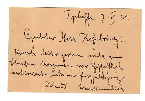 Entier 1920 après Kitzingen, contrôle de la poste