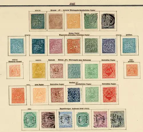 States of India from Alwar-Wadhwan, giant collection until 1909 */o, Rare stamps