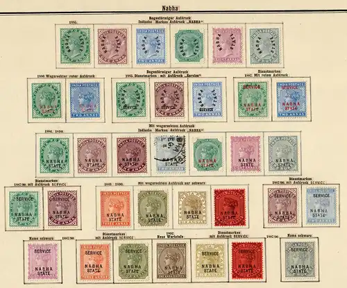 States of India from Alwar-Wadhwan, giant collection until 1909 */o, Rare stamps