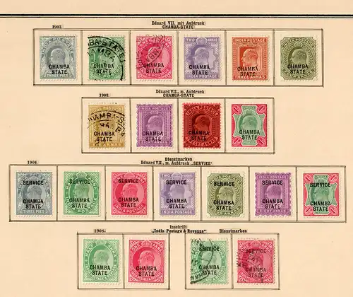 States of India from Alwar-Wadhwan, giant collection until 1909 */o, Rare stamps
