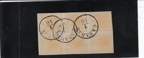 Lombardei-Venetien 1850: Stempel Casara, 6er Block, MiNr. 1a, Sassone 1