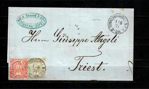 Deutsche Post en Turquie 1871: NDP Constantinople vers Trieste, Rare