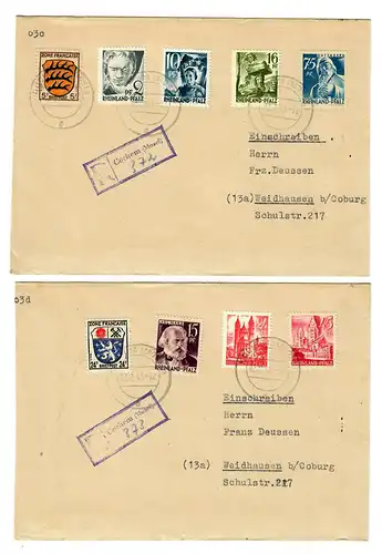 1948: 4x Einschreiben/Eilboten Briefe aus Cochem/Mosel nach Weidhausen/Coburg