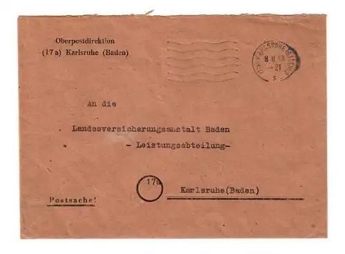 1948: Postsache der Oberpostdirektion Karlsruhe