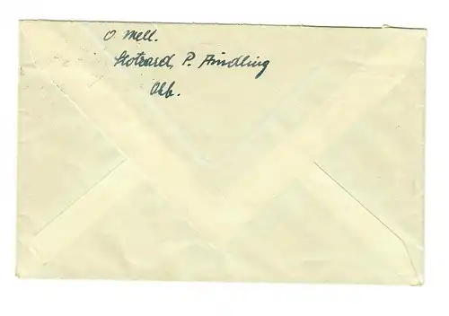 Lettre 1955 d'Augsbourg Stotzard-P. Aindling à Augssburg
