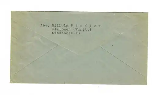 1948 Lettre de Fellbach, Stamp spécial Fellabacher Automne/Wein vers Stuttgart